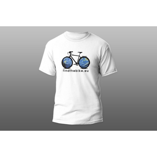 Тениска мъжка бяла "Звездна нощ 1" Винсент ван Гог 