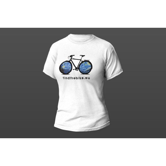 Тениска дамска бяла "Звездна нощ 1" Винсент ван Гог 